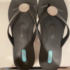 Black Oka-B Flip Flops w/ Bling
